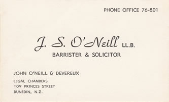 Business card of John O'Neill